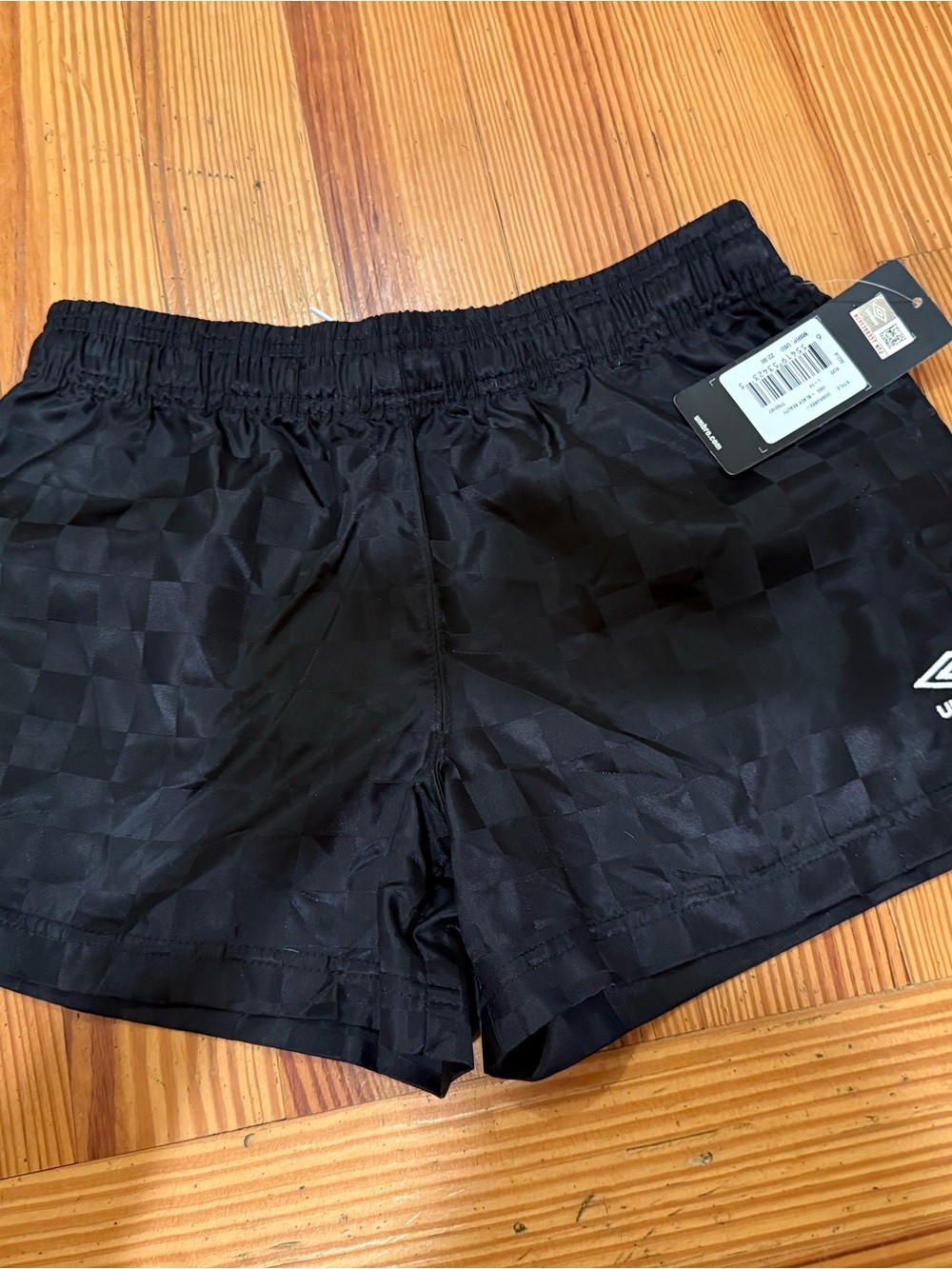 Umbro Black Checkered Athletic Shorts for Kids